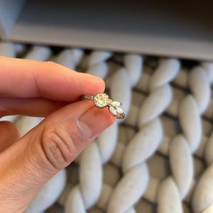 Diamond and opal ring